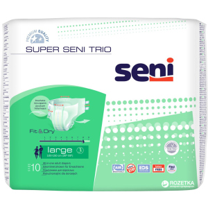 Подгузники для взрослых Seni Super Trio Large 10 шт (5900516691714) ТОП в Кривом Роге