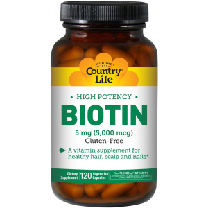 Витамины Country Life High Potency Biotin концентрированный Биотин (В7) 5 мг 120 желатиновых капсул (015794065067) лучшая модель в Кривом Роге