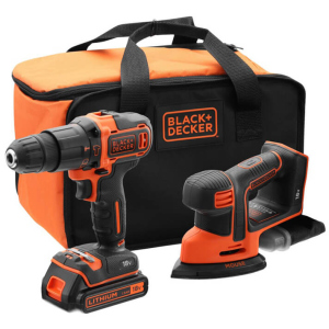 Аккумуляторный ударный шуруповерт Black+Decker BDCDC18 + виброшлифмашина Black+Decker BDCDS18 (BCK23S1S)