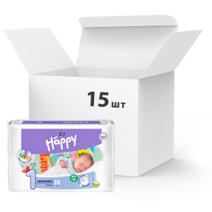 Упаковка дитячих підгузків Bella Baby Happy Newborn 2-5 кг 15 пачок по 25 шт. (BB-054-NB25-004) ТОП в Кривому Розі