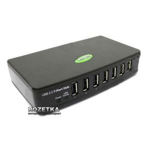 USB 2.0 7-ми портовий Хаб з блоком живлення STLab (U-340 Black)