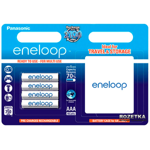 Акумулятор Panasonic eneloop AAA 750 мАг Ni-MH 4 шт + кейс (BK-4MCCEC4BE)