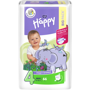 Підгузки дитячі Bella Baby Happy Green Tea 3D Maxi 8-18 кг 66 шт (5900516602888) в Кривому Розі