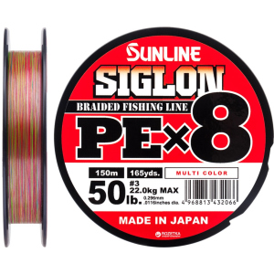 Шнур Sunline Siglon PE х8 150 м # 3.0/0.296 мм 22 кг Разноцветный (16581007)