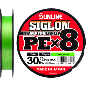 Шнур Sunline Siglon PE х8 150 м # 1.7/0.223 мм 13 кг Салатовый (16580968) надежный