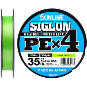 купить Шнур Sunline Siglon PE х4 300 м # 2.0/0.242 мм 15.5 кг Салатовый (16580943)