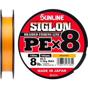 Шнур Sunline Siglon PE х8 150 м # 0.5/0.121 мм 3.3 кг Помаранчевий (16580986) краща модель в Кривому Розі