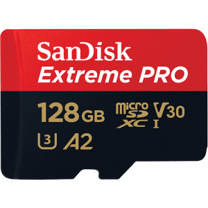 SanDisk microSDXC Extreme Pro 128GB C10 UHS-I U3 + SD адаптер (SDSQXCY-128G-GN6MA)