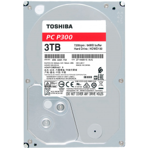 Жорсткий диск 3.5 " 3Tb Toshiba P300, SATA3, 64Mb, 7200 rpm (HDWD130UZSVA) ТОП в Кривому Розі