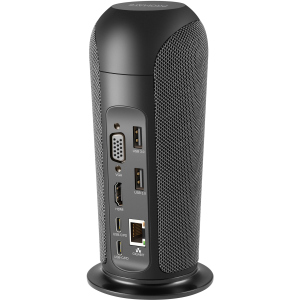 Док-станція 13-в-1 Promate AlphaHub USB-C PD/HDMI/VGA/3xUSB 3.0/USB-C 3.1/RJ45/SD/MicroSD/AUX 3.5 мм/5W динамік Black (alphahub.black) ТОП в Кривому Розі