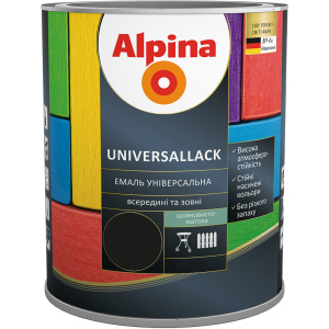 Емаль Alpina Universallack Шовковисто-матова 2.5 л Чорна (948103763) краща модель в Кривому Розі