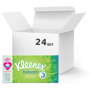 Упаковка серветок Kleenex Balsam тришарових косметичних 24 пачки по 72 шт.