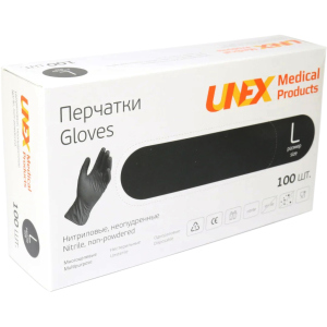 Перчатки нитриловые Unex Medical неопудренные размер L 100 шт - 50 пар Черные (4.1002) в Кривом Роге