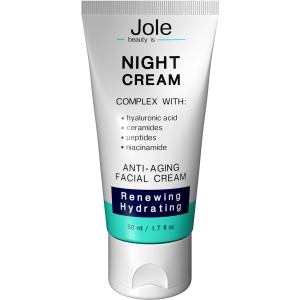 Восстанавливающий ночной крем Jole Renuwing Night Cream с гиалуроновой кислотой, комплексом пептидов и керамидов 50 мл (4820243881022) лучшая модель в Кривом Роге