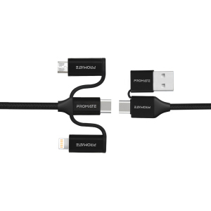 хорошая модель Кабель Promate PentaPower USB-C/USB-А to USB-C/microUSB/Lightning 1.2 м Black (pentapower.black)