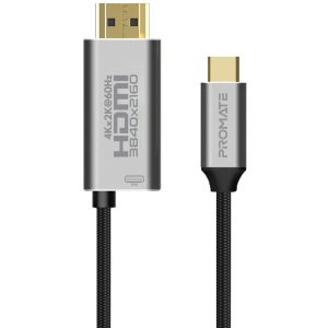 Кабель Promate HDMI-PD60 USB-C/HDMI 4K 60Hz 1.8 м Grey (hdmi-pd60.grey) лучшая модель в Кривом Роге