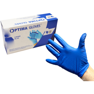 Перчатки медицинские нитриловые смотровые Optima Gloves нестерильные неопудренные L 50 пар Синие (52-108) ТОП в Кривом Роге