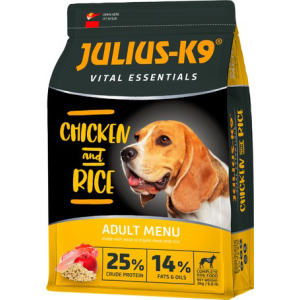 хорошая модель Сухой корм для взрослых собак высшего качества Julius-K9 CHIKEN and RICE Adult Menu С птицей и рисом 3 кг (5998274312712)