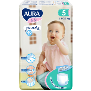 Трусики одноразові для дітей Aura 5 XL 13-20 кг jambo-pack 40 шт (4752171005105) краща модель в Кривому Розі