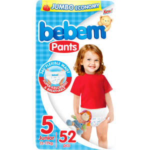 Подгузники-трусики Bebem Jumbo 5 junior 12-17 кг 52 шт (6224009614905)