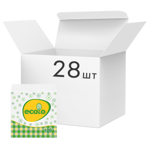 Упаковка салфеток сервировочных Ecolo 1 слой 24х24 см 100 шт Белые 28 пачек (4820202890270) в Кривом Роге