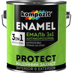 Эмаль антикоррозионная Kompozit 3 в 1 Protect 2.7 л Черная (4820085742291) в Кривом Роге