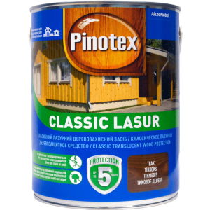 Лазур Pinotex Classic Lasur - матове алкідне просочення для дерева, блакитне, з декоративним ефектом, безбарвне, BC, 3 л (5308843) в Кривому Розі