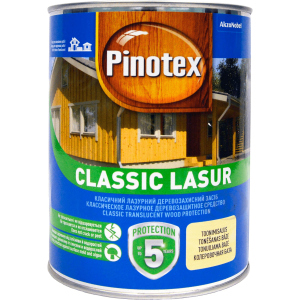 Лазур Pinotex Classic Lasur - матове алкідне просочення для дерева, блакитне, з декоративним ефектом, червоне дерево, 1 л (5301548) в Кривому Розі