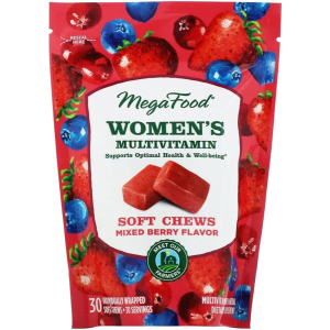 Мультивитамины для женщин, вкус ягод, Women's Multivitamin Soft Chews, Mixed Berry Flavor, Mega Food 30 мягких жевательных конфет в индивидуальной упаковке (51494103722) лучшая модель в Кривом Роге