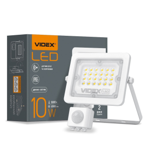 LED прожектор VIDEX F2e 10W 5000K с датчиком движения и освещенности лучшая модель в Кривом Роге