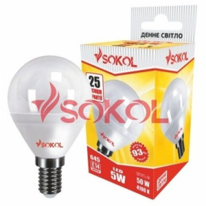 Набор 10 шт. LED лампа SOKOL G45 5.0W 220В E14 4100К ТОП в Кривом Роге