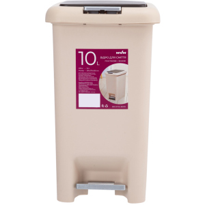 Відро для сміття MVM з кришкою та педаллю BIN-01 10л Бежеве (BIN-01 10L BEIGE) в Кривому Розі