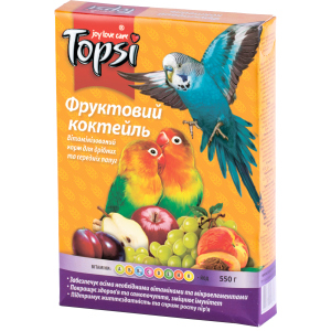 Упаковка корму для дрібних та середніх папуг Topsi Фруктовий коктейль 550 г 16 шт (14820122208220) ТОП в Кривому Розі