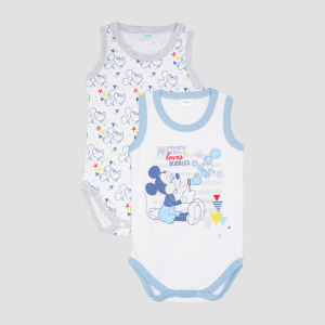 Боді-майка Disney Mickey Mouse MC13888 62-68 см 2 шт Біла з блакитним (8691109721747) краща модель в Кривому Розі