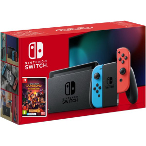 Nintendo Switch Neon Blue-Red (Upgraded version) + Игра Minecraft Dungeons: Hero Edition (русская версия) рейтинг