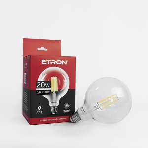 купить LED лампа ETRON Filament 1-EFP-174 G125 E27 20W 4200K clear glass