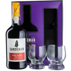 Портвейн Sandeman Ruby Porto Sogrape Vinhos красный сладкий 0.75 л 19.5% в подарочной упаковке + 2 бокала (2131108311083) надежный