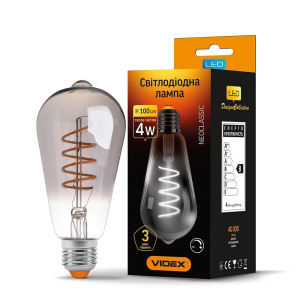 LED лампа VIDEX Filament ST64FGD 4W E27 2100K диммерная графит лучшая модель в Кривом Роге