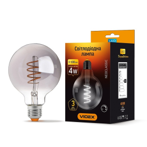 купить LED лампа VIDEX Filament G95FGD 4W E27 2100K диммерная графит