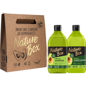 Набір подарунковий Nature Box Avocado Шампунь 385 мл + Бальзам 385 мл для волосся з кінчиками, що січуться (9000101666120) надійний