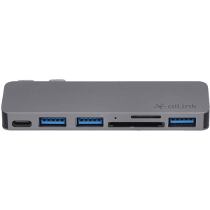 USB-хаб адаптер Ailink Aluminium USB-C SD Hub Card Reader Multi Port 6 в 1 Space Grey (AI-DC6_sg) в Кривом Роге