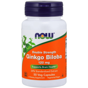 Натуральна добавка Now Foods Гінкго Білоба, Ginkgo Biloba, Double Strength, 120 мг, 50 капсул (733739046826) краща модель в Кривому Розі