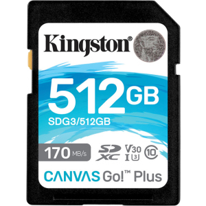 Kingston SDXC 512GB Canvas Go! Plus Class 10 UHS-I U3 V30 (SDG3/512GB) лучшая модель в Кривом Роге