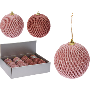 Набір ялинкових куль Christmas Decoration 8 см 12 шт рожевий (CAA126440) краща модель в Кривому Розі