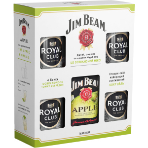 Ликер Jim Beam Apple 0.7 л 32.5% + безалкогольный напиток Royal Club Tonic Classic 4 шт (4823093700086)