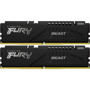 Оперативная память Kingston Fury DDR5-4800 32768MB PC5-38400 (Kit of 2x16384) Beast Black (KF548C38BBK2-32) лучшая модель в Кривом Роге