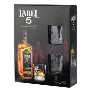 Віскі Label 5 Classic Black 0.7 л 40% з 2-ма келихами в подарунковій упаковці (3147699106327) в Кривому Розі