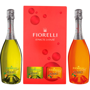 Подарочный набор игристых коктейлей Fiorelli Moscato Ananas золотистый сладкий 0.75 л 6.5% + Fiorelli Moscato Mandarino оранжевый сладкий 0.75 л 6.5% (733102570255)