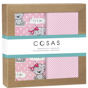 Набір пелюшок Cosas Бязь Girl Bear Rose Dots Malina 80 х 100 2 шт (4822052074626) краща модель в Кривому Розі