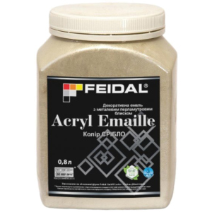 Эмаль декоративная Feidal Acryl Emaille с металлическим перламутровым блеском 0.8 л Серебро (4820232441909) лучшая модель в Кривом Роге